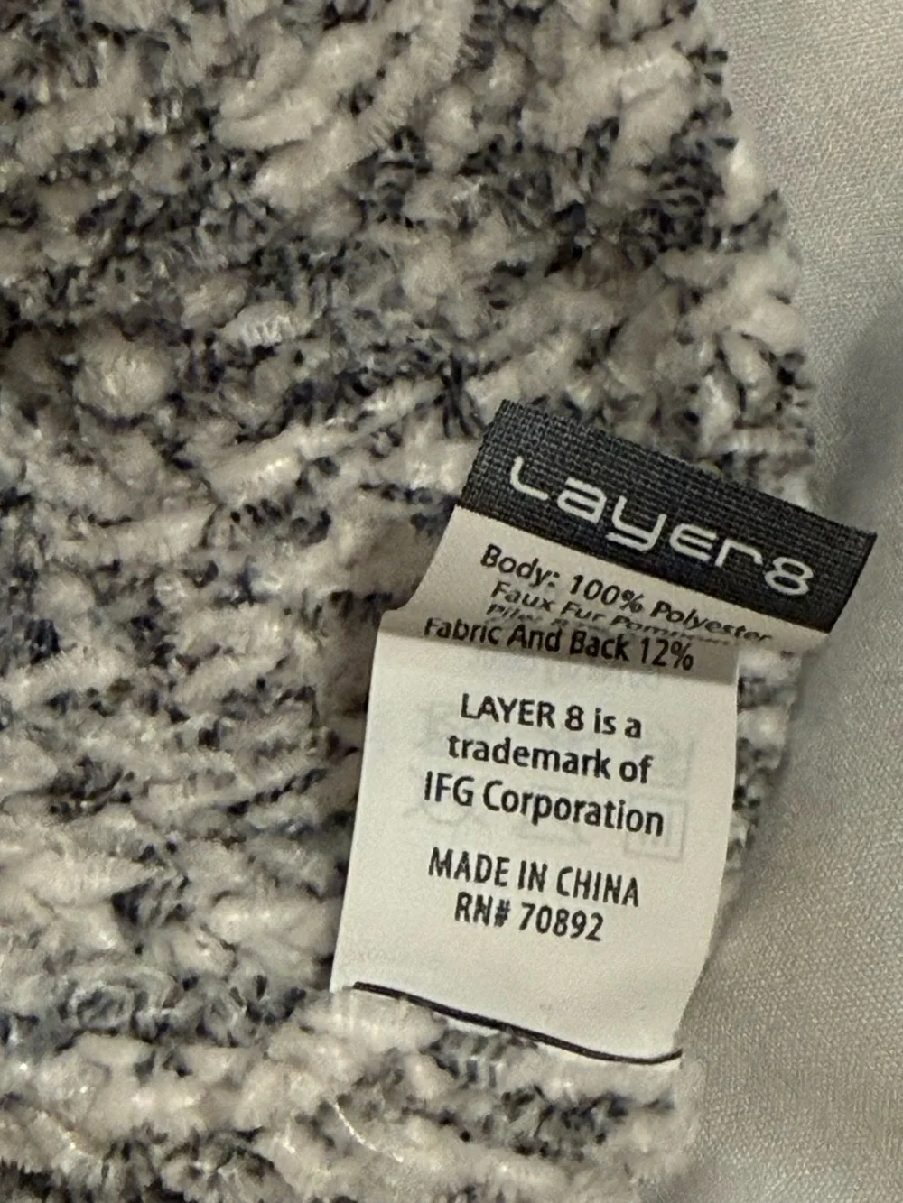 Layer 8 Chenille Gray and White Marled Knit Beanie